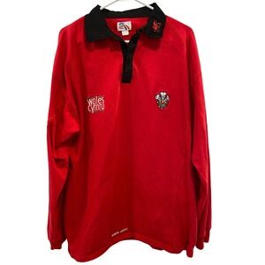 Magic Kingdom Wales Cymru Rugby Shirt Embroidered Dragon Crest Red‎ XL